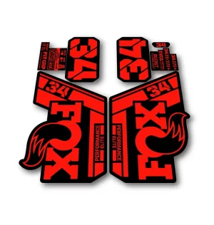 Fox 34 Performance Elite Fork Stickers 2021 2025 fluorescent red
