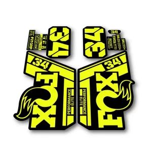 Fox 34 Performance Elite Fork Stickers 2021 2025 fluorescent yellow