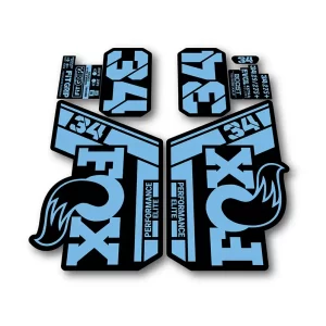 Fox 34 Performance Elite Fork Stickers 2021 2025 light blue