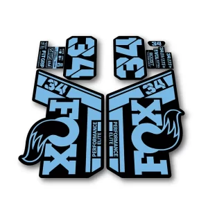 Fox 34 Performance Elite Fork Stickers 2021 2025 light blue