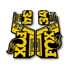 Fox 34 Performance Elite Fork Stickers 2021 2025 yellow
