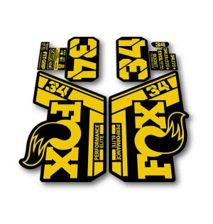 Fox 34 Performance Elite Fork Stickers 2021 2025 yellow