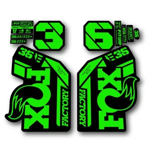 Fox 36 Ebike Factory Fork Stickers 2021 2024 fluorescent green