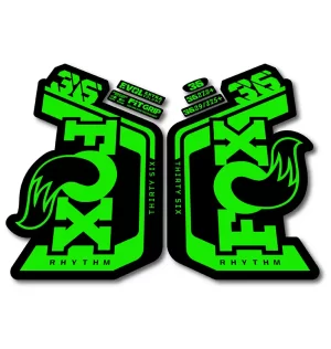 Fox 36 Rhythm Fork Stickers 2023 2024 fluorescent green