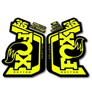Fox 36 Rhythm Fork Stickers 2023 2024 fluorescent yellow