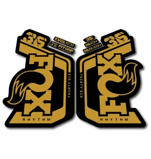 Fox 36 Rhythm Fork Stickers 2023 2024 gold