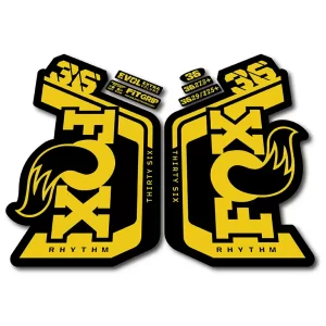Fox 36 Rhythm Fork Stickers 2023 2024 yellow