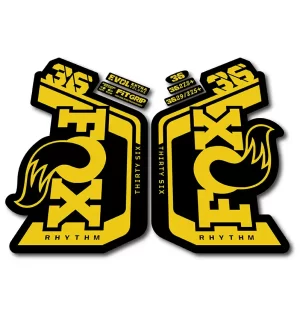Fox 36 Rhythm Fork Stickers 2023 2024 yellow