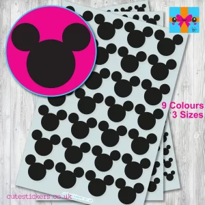 Mickey Mouse Head Stickers 3 sizes black