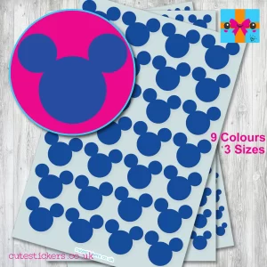Mickey Mouse Head Stickers 3 sizes blue