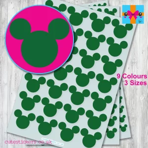 Mickey Mouse Head Stickers 3 sizes green