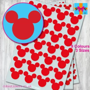Mickey Mouse Head Stickers 3 sizes red