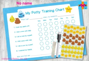 BLUE Kawaii Potty Training Chart NO NAME
