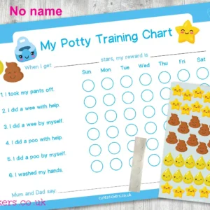 BLUE Kawaii Potty Training Chart NO NAME no pen