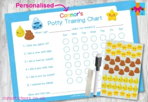 BLUE Kawaii Potty Training Chart PERSONALISED