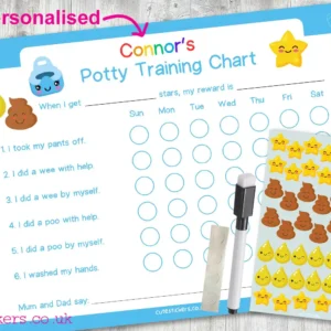 BLUE Kawaii Potty Training Chart PERSONALISED