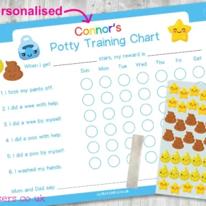 BLUE Kawaii Potty Training Chart PERSONALISED no pen