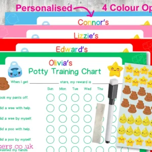 Cute Kawaii Potty Training Charts personalised