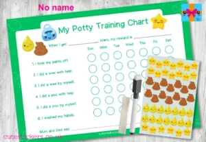 GREEN Kawaii Potty Training Chart NO NAME