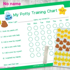 GREEN Kawaii Potty Training Chart NO NAME no pen