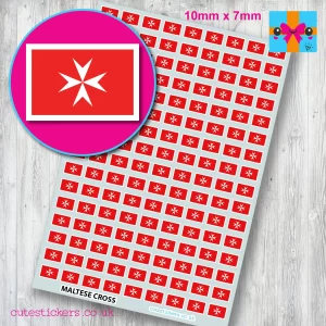 Maltese cross Flag stickers 10mm