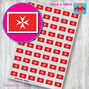 Maltese cross Flag stickers 15mm