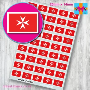 Maltese cross Flag stickers 20mm