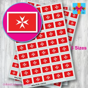 Maltese cross Flag stickers 3 sizes