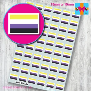 Non Binary flag stickers 15mm