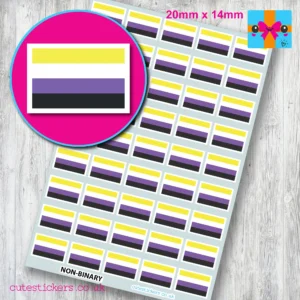 Non Binary flag stickers 20mm