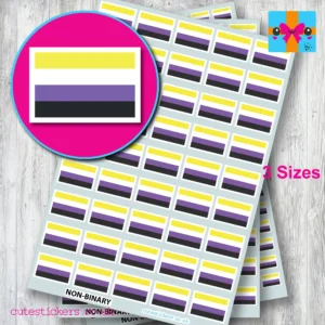 Non Binary flag stickers 3 sizes