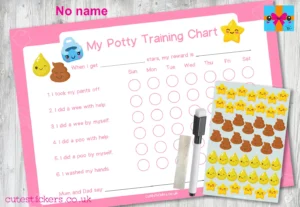 PINK Kawaii Potty Training Chart NO NAME