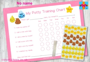 PINK Kawaii Potty Training Chart NO NAME no pen