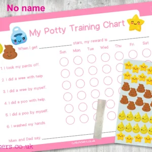 PINK Kawaii Potty Training Chart NO NAME no pen