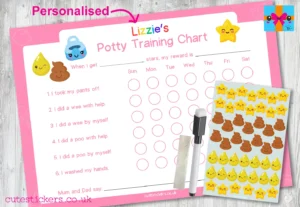 PINK Kawaii Potty Training Chart PERSONALISED
