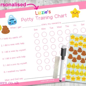 PINK Kawaii Potty Training Chart PERSONALISED