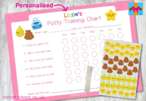 PINK Kawaii Potty Training Chart PERSONALISED no pen