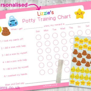 PINK Kawaii Potty Training Chart PERSONALISED no pen