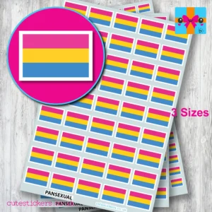 Pansexual flag stickers 3 sizes