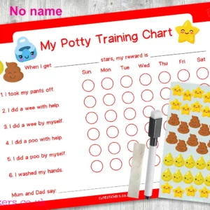 RED Kawaii Potty Training Chart NO NAME