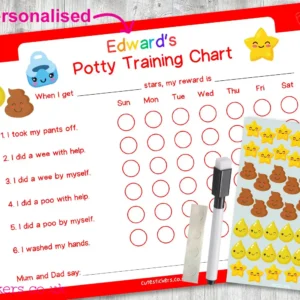 RED Kawaii Potty Training Chart PERSONALISED