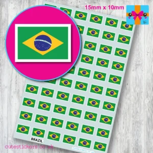 Brazil Brazilian flag stickers 15mm