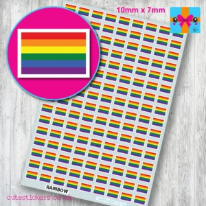 Rainbow Pride flag stickers 10mmx 7mm