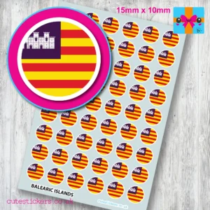 Balearic Islands ROUND flag stickers 15mm