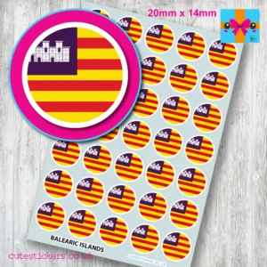 Balearic Islands ROUND flag stickers 20mm