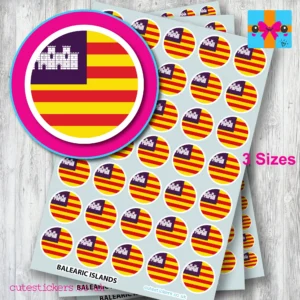 Balearic Islands ROUND flag stickers 3 sizes