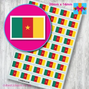 Cameroon flag stickers 20mm
