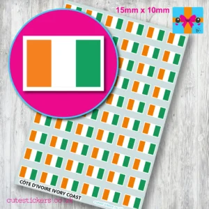 Côte d'Ivoire Ivory Coast flag stickers 15mm