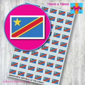 DRC Democratic Republic of Congo flag stickers 15mm