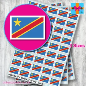 DRC Democratic Republic of Congo flag stickers 3 sizes